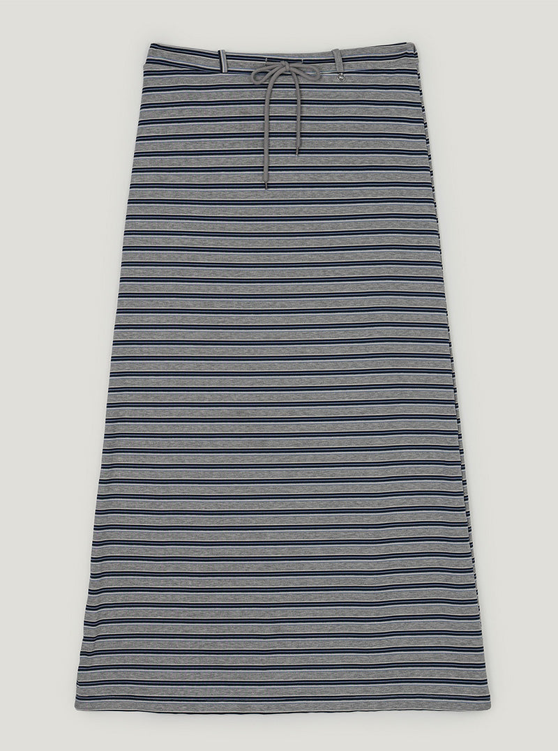 Inble contrast stripe banding long skirt