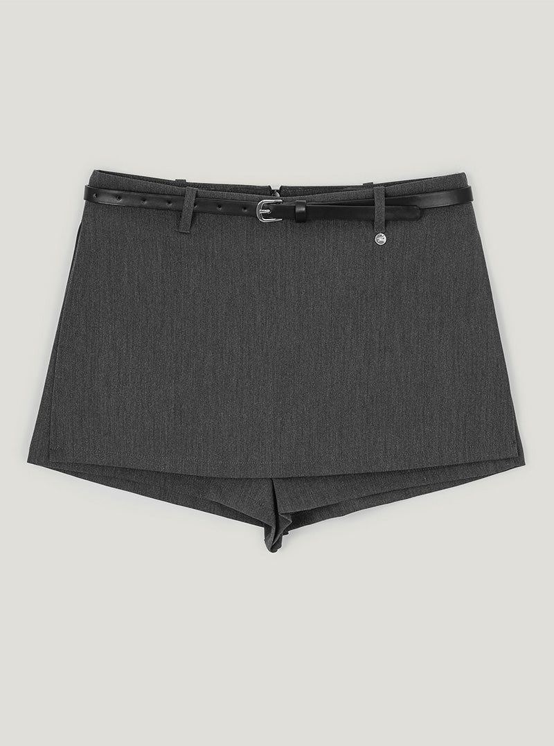 Tillen basic mini skirt shorts belt set