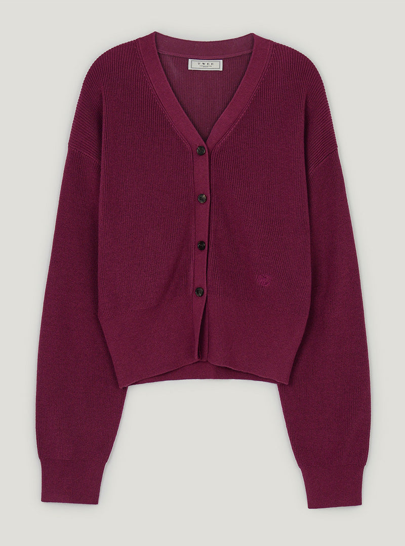 Eld V-neck loose-fit knit long sleeve cardigan