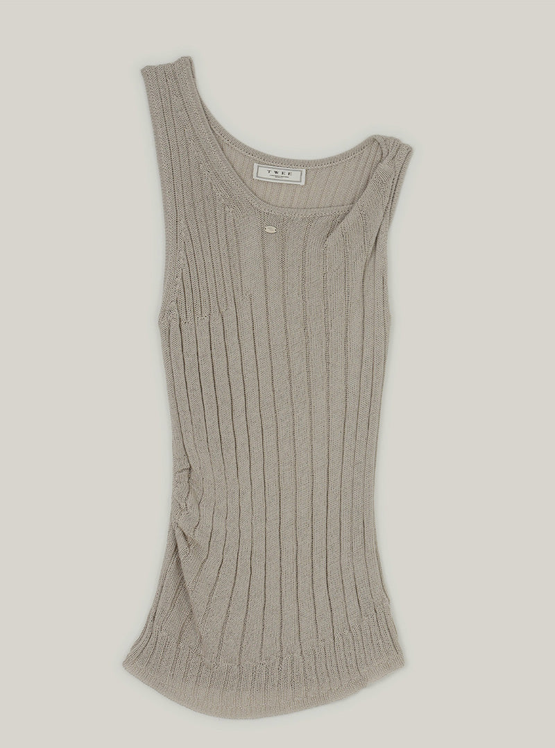 Pken unbalanced twisted knit sleeveless