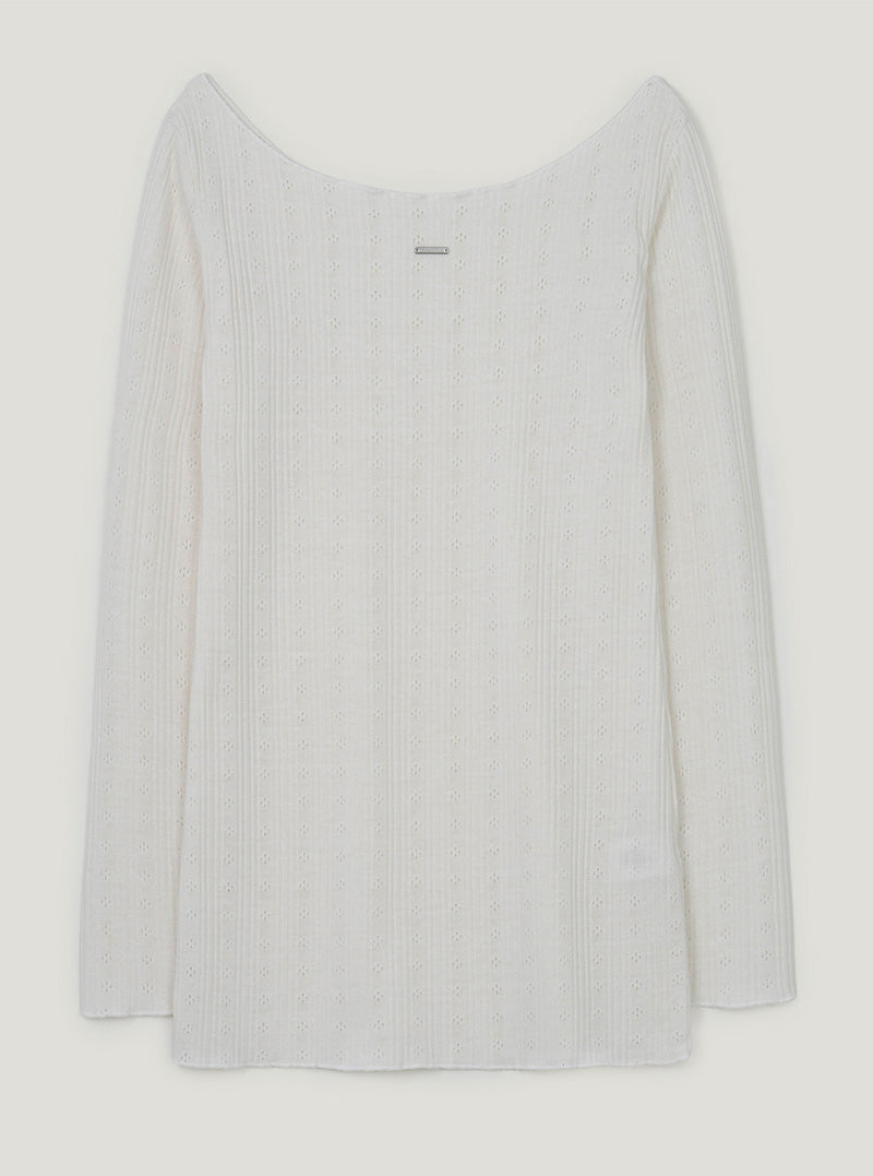 Izba punching boat neck long sleeve T-shirt