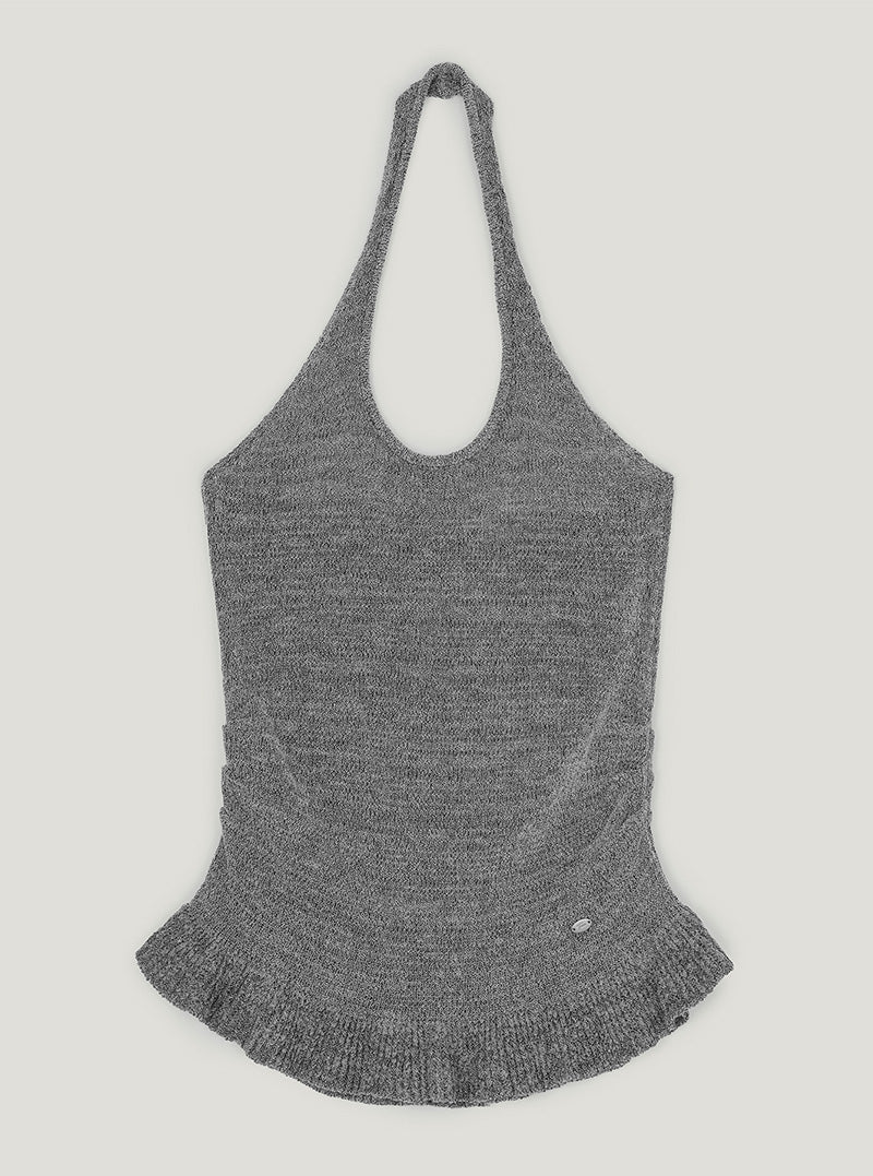 Cheite halterneck knit frill sleeveless