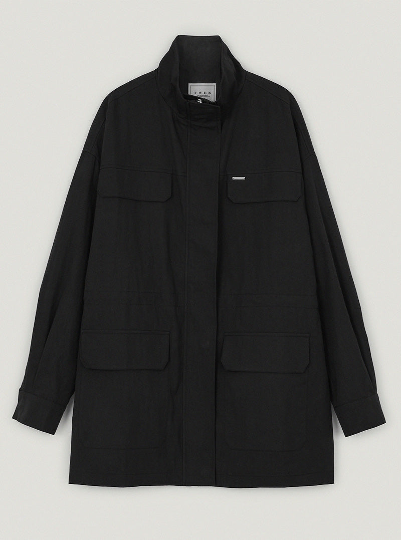 Ret pocket high-neck half field jacket
