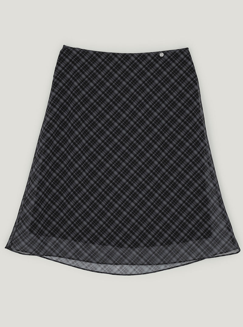 Deotz check banding midi skirt