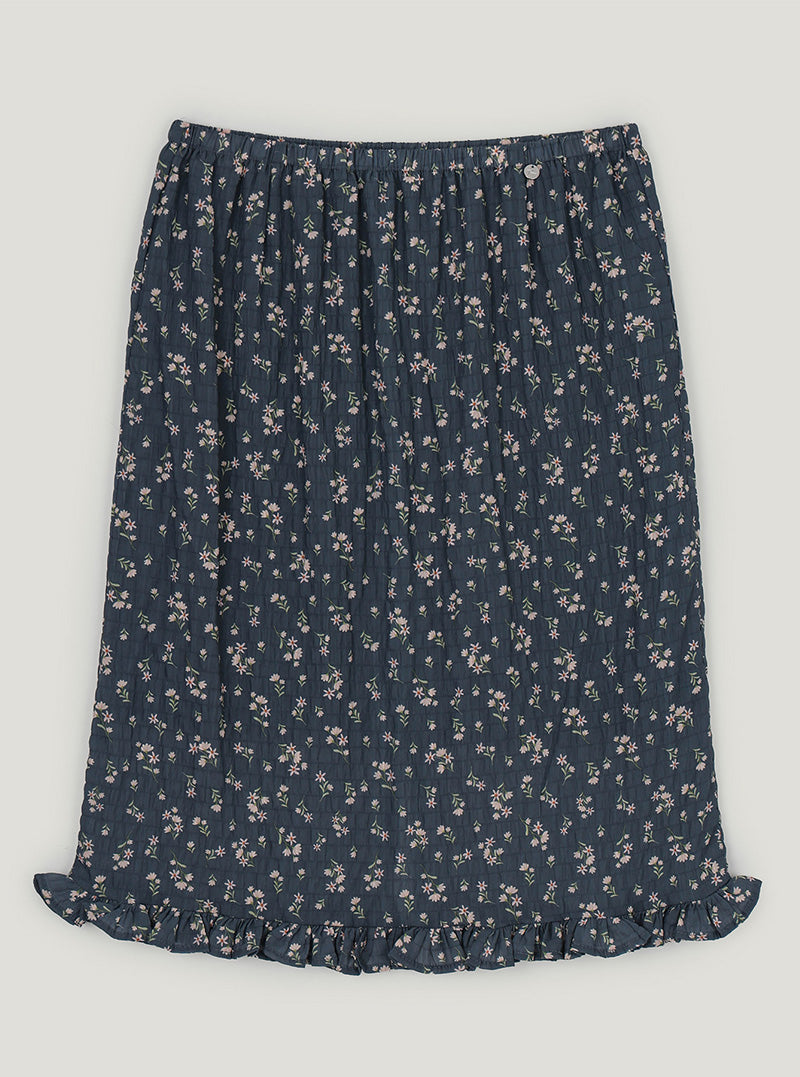 Lundi flower wrinkle midi skirt