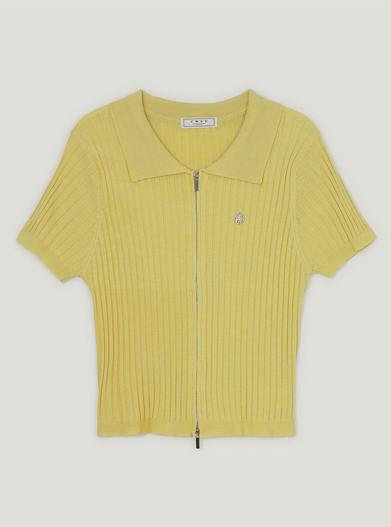Ants collar two-way knit zip-up