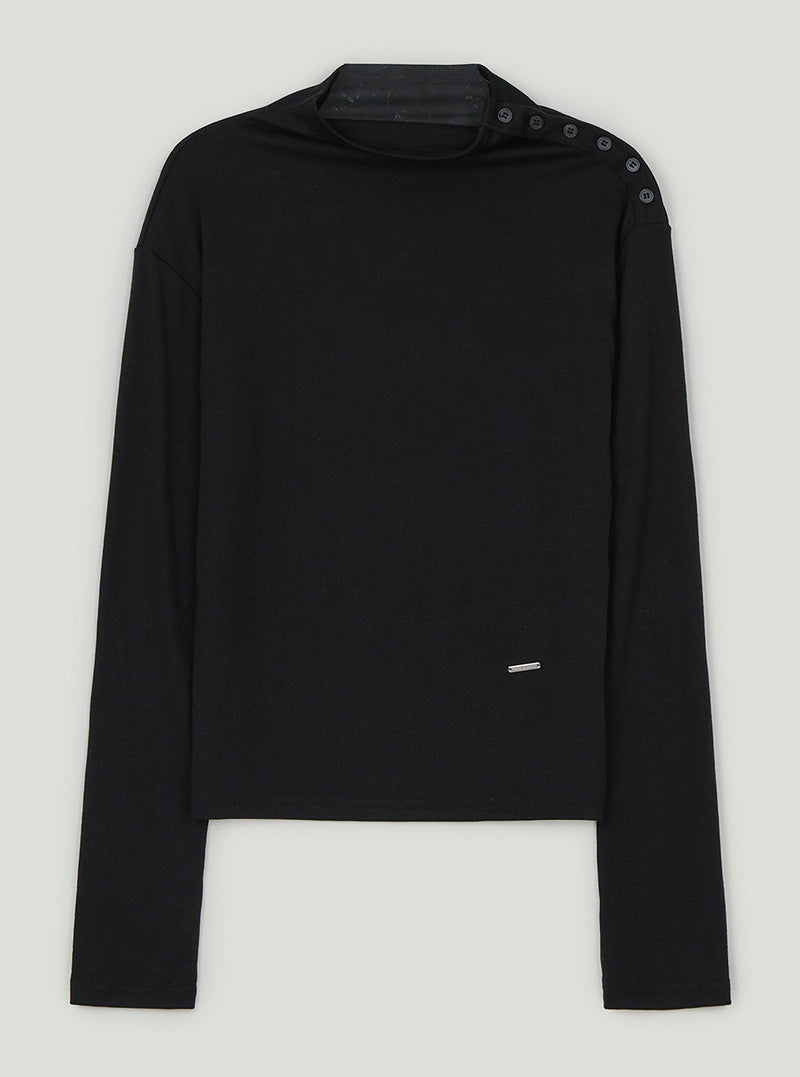 Hate button mock neck long sleeve T-shirt