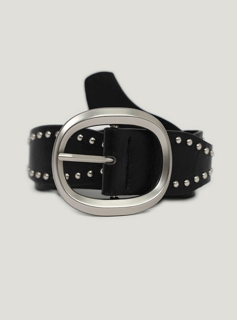 Noah stud wave leather belt