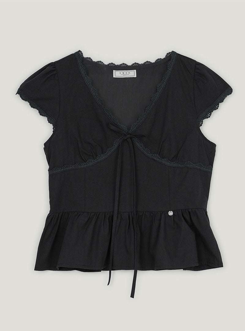 Nerv v flare short sleeve blouse