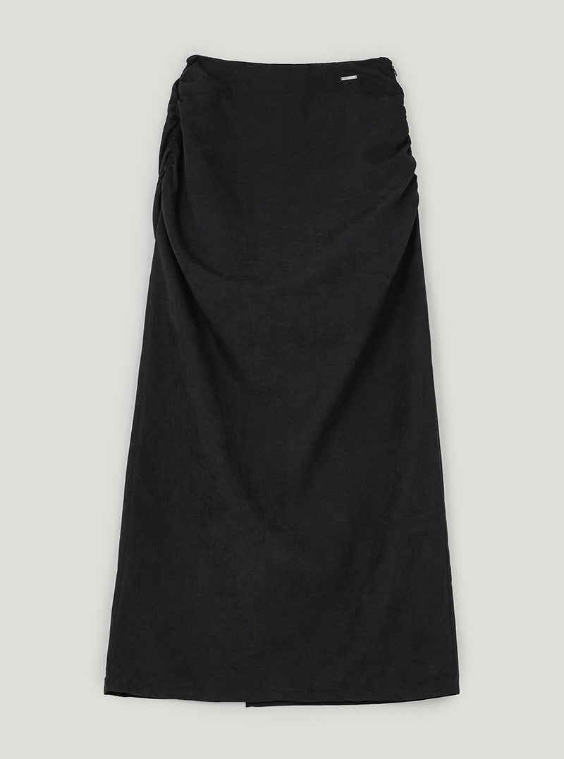 Ringto suede shirring long skirt