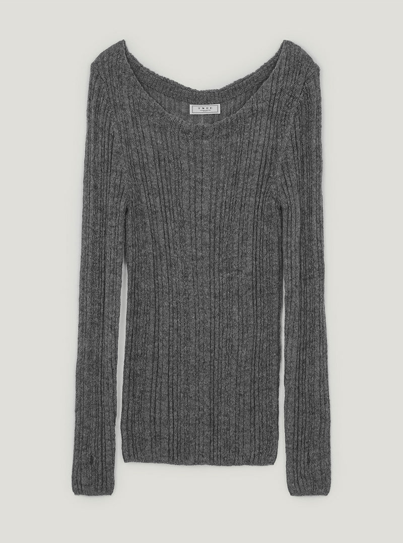 Repco see-through boat neck long sleeve knit