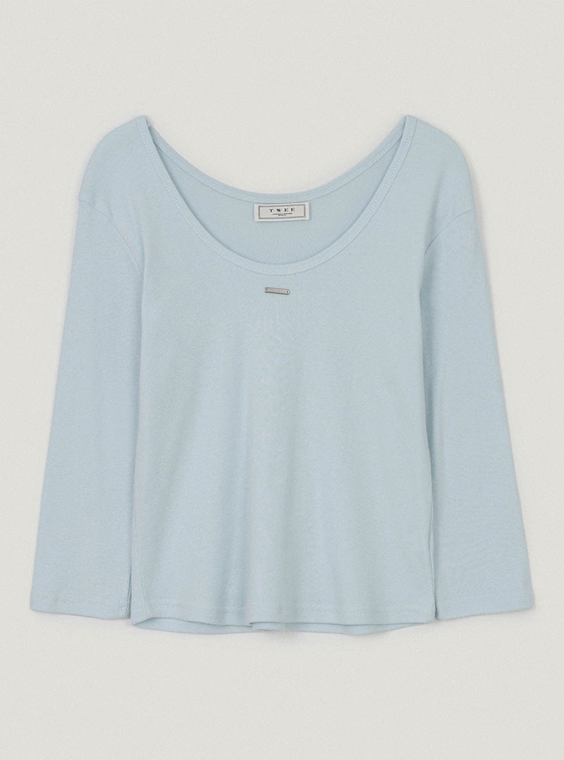 Herit basic U-neck three-quarter sleeve T-shirt