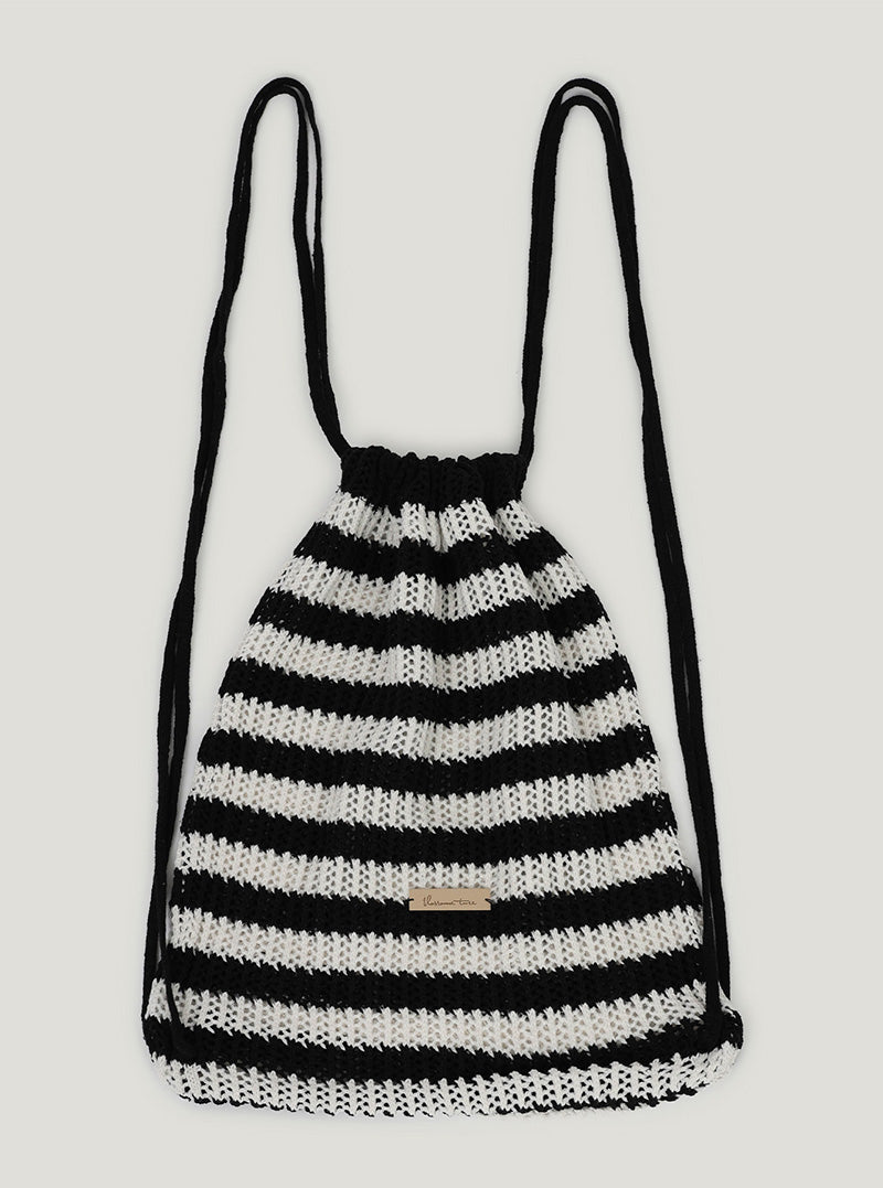 Lurkin stripe knit string backpack
