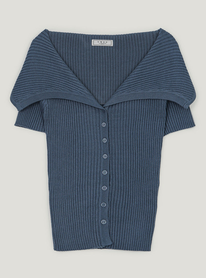 Neron off ribbed knit short sleeve cardigan