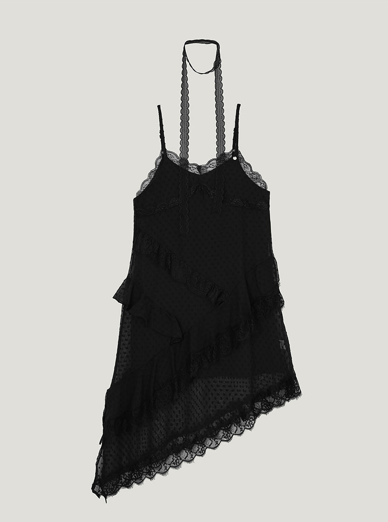 Rintu lace layered sleeveless long dress strap set