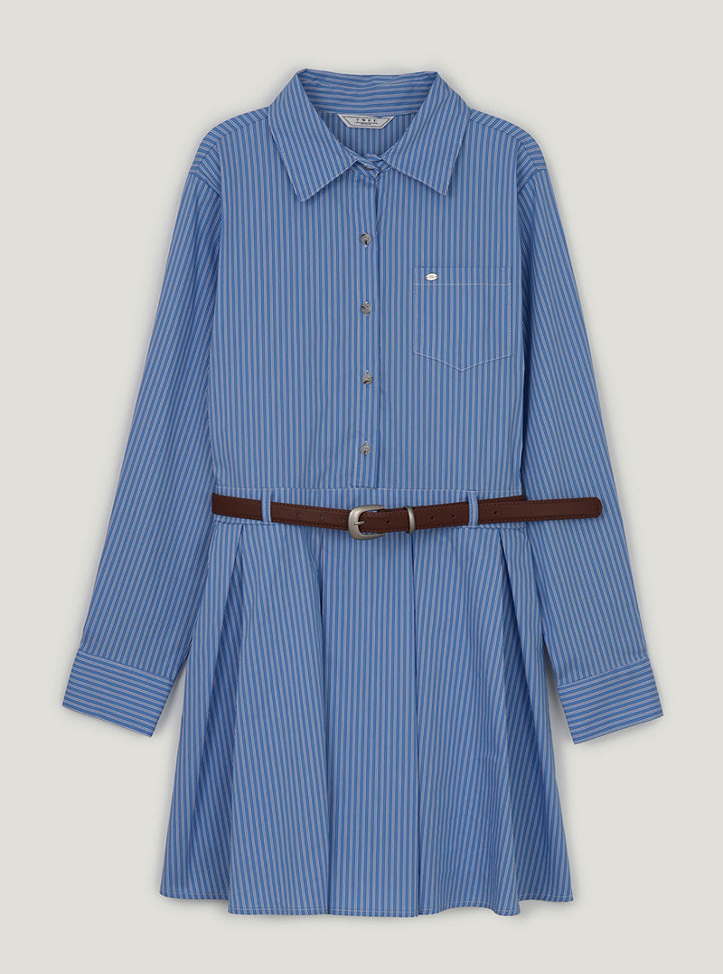 Perto stripe shirt mini dress (belt set)