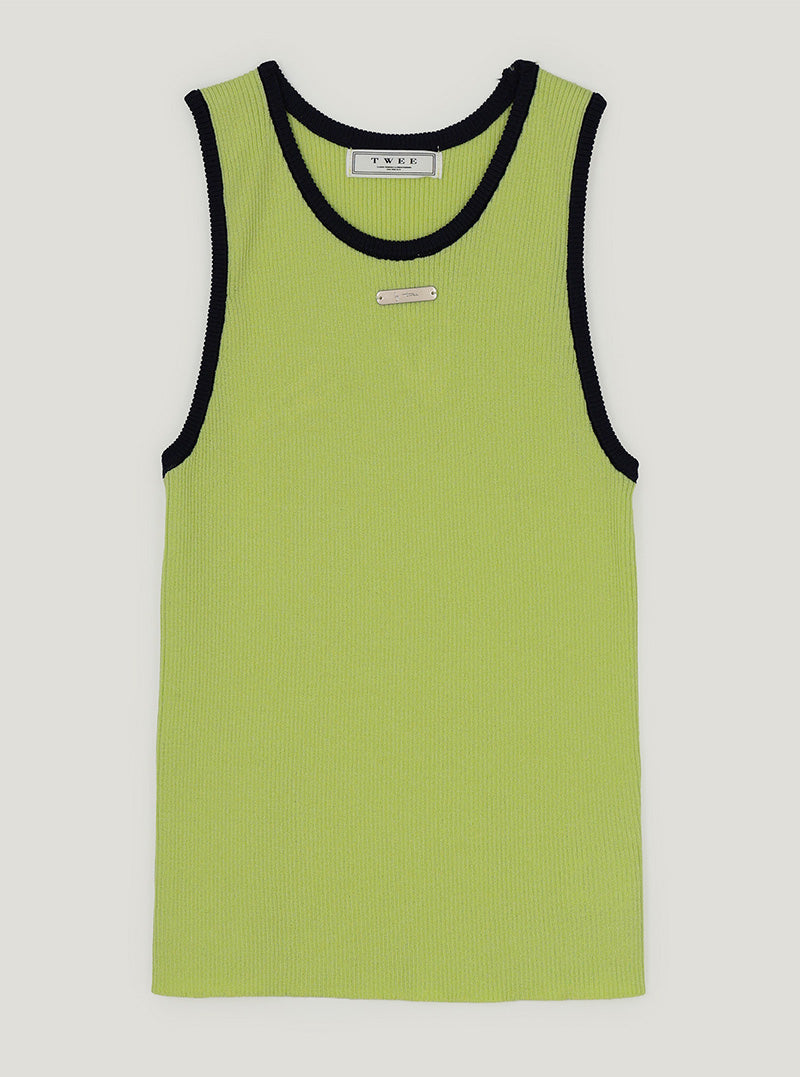 Smon contrast symbol knit sleeveless