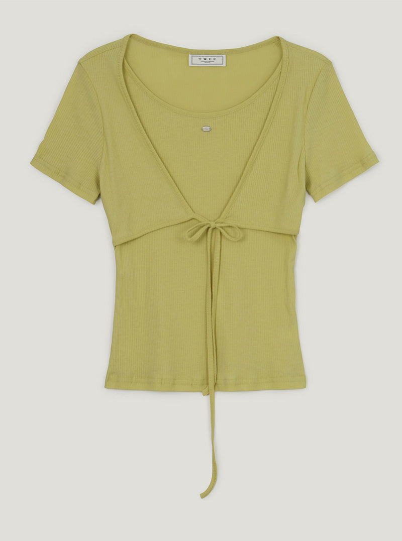 Plot wrap layered short sleeve t-shirt