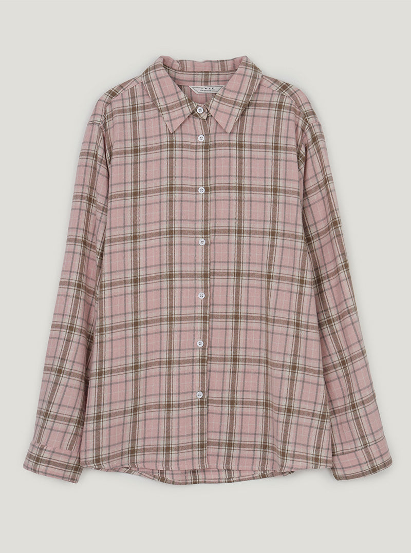 Real check oversized long sleeve shirt