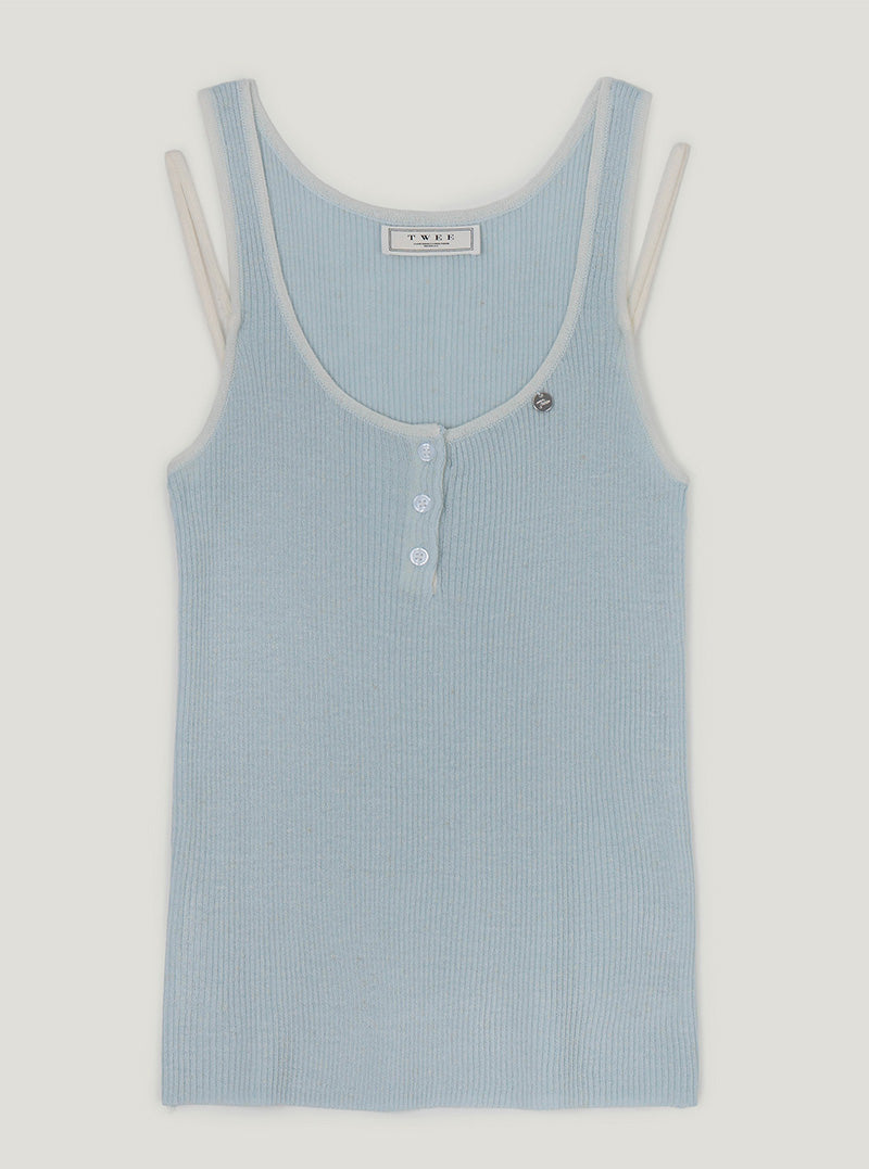 Tuden double strap button knit sleeveless