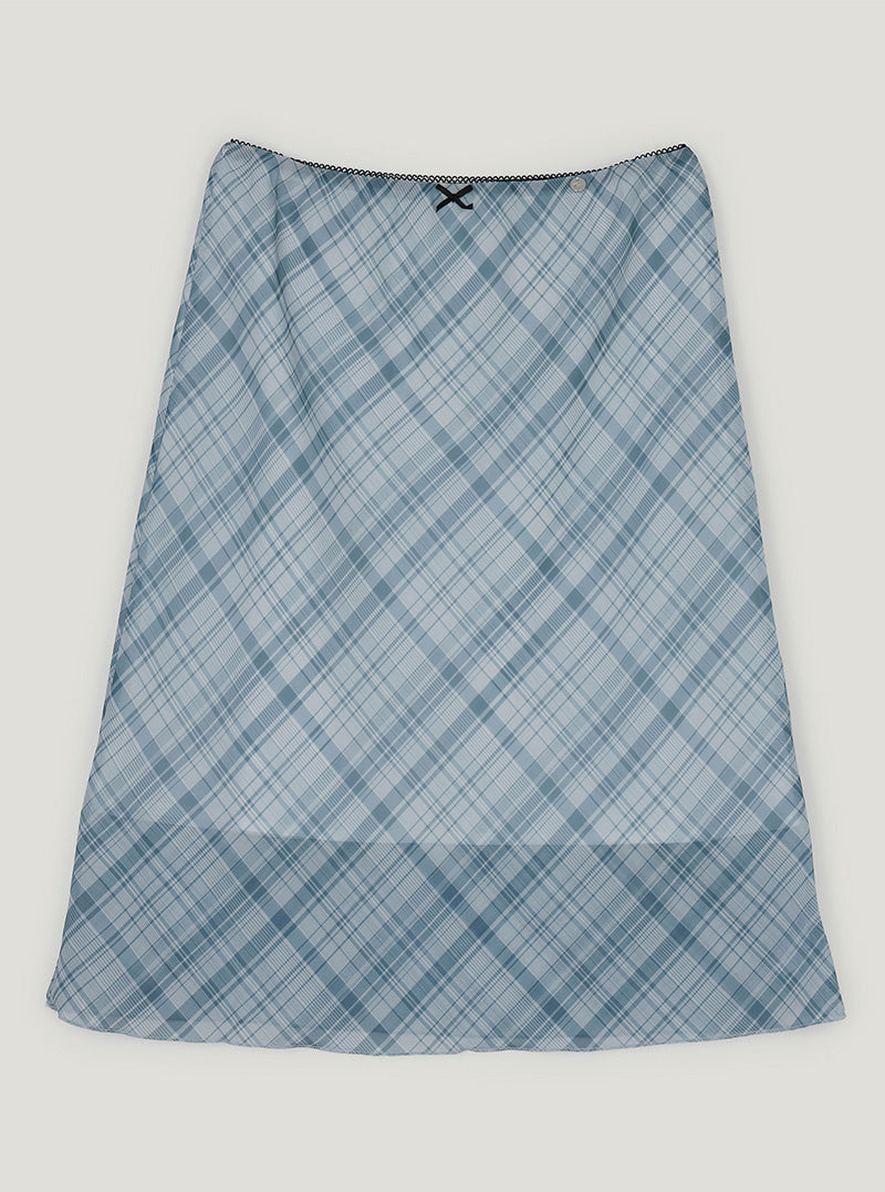 Mika check banding midi skirt