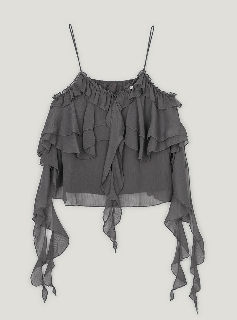 Poel tiered frill sleeveless blouse