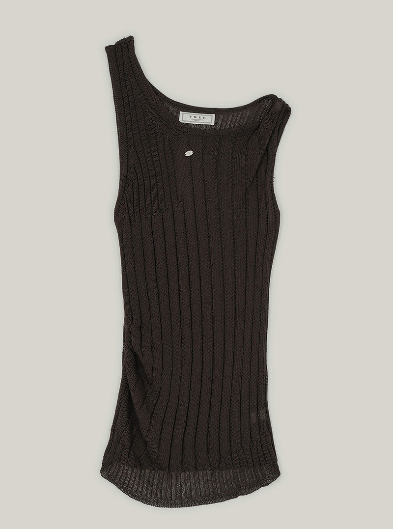 Pken unbalanced twisted knit sleeveless