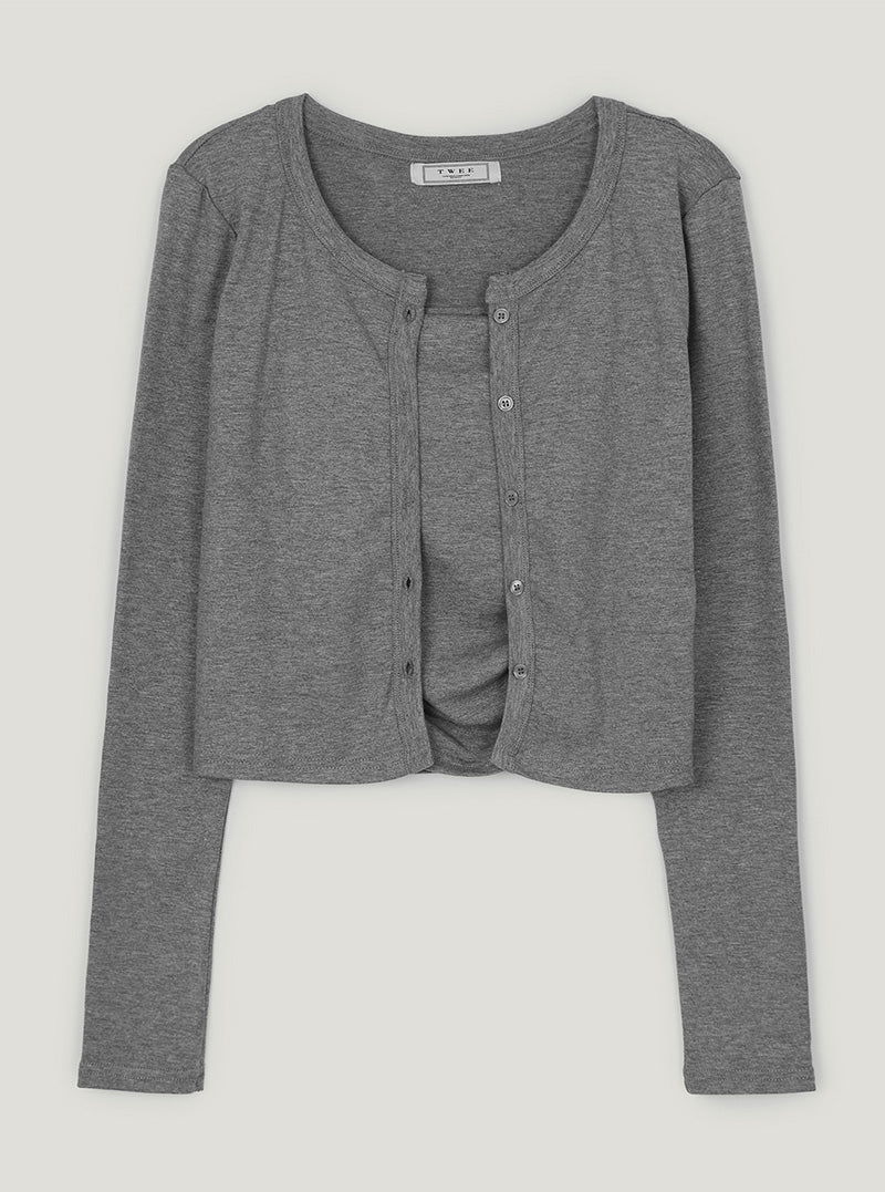 Moel Soft Sleeveless Cap Cardigan Set
