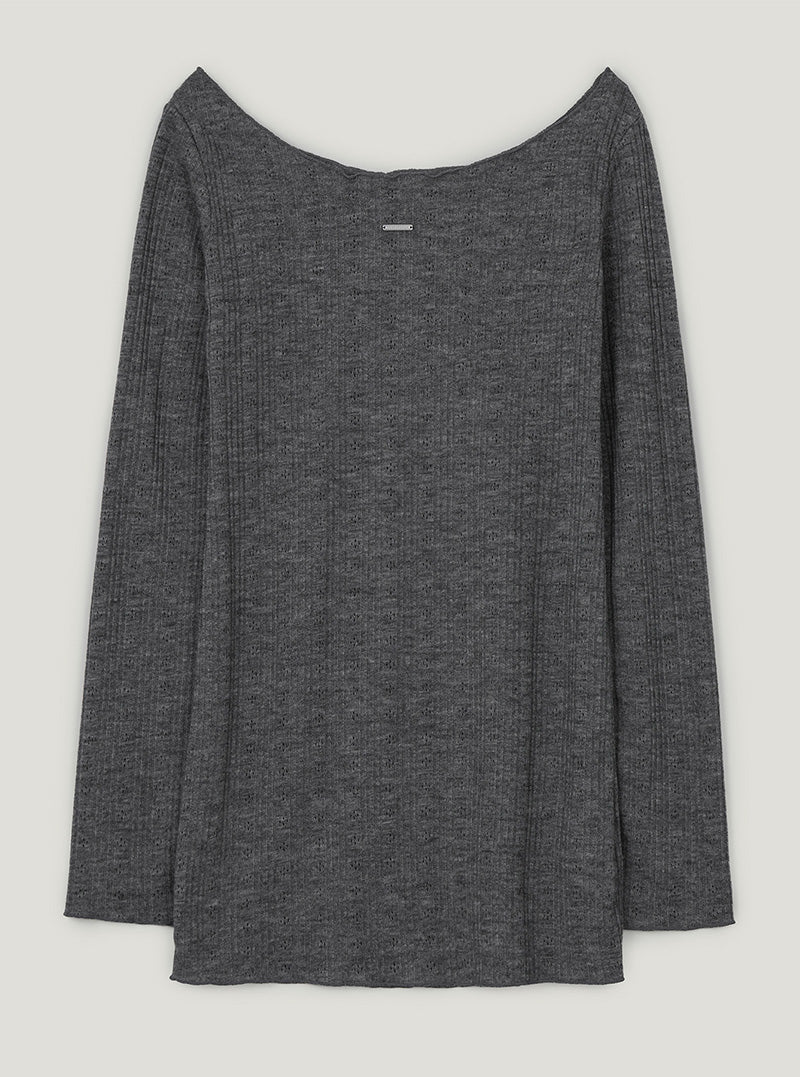 Izba punching boat neck long sleeve T-shirt