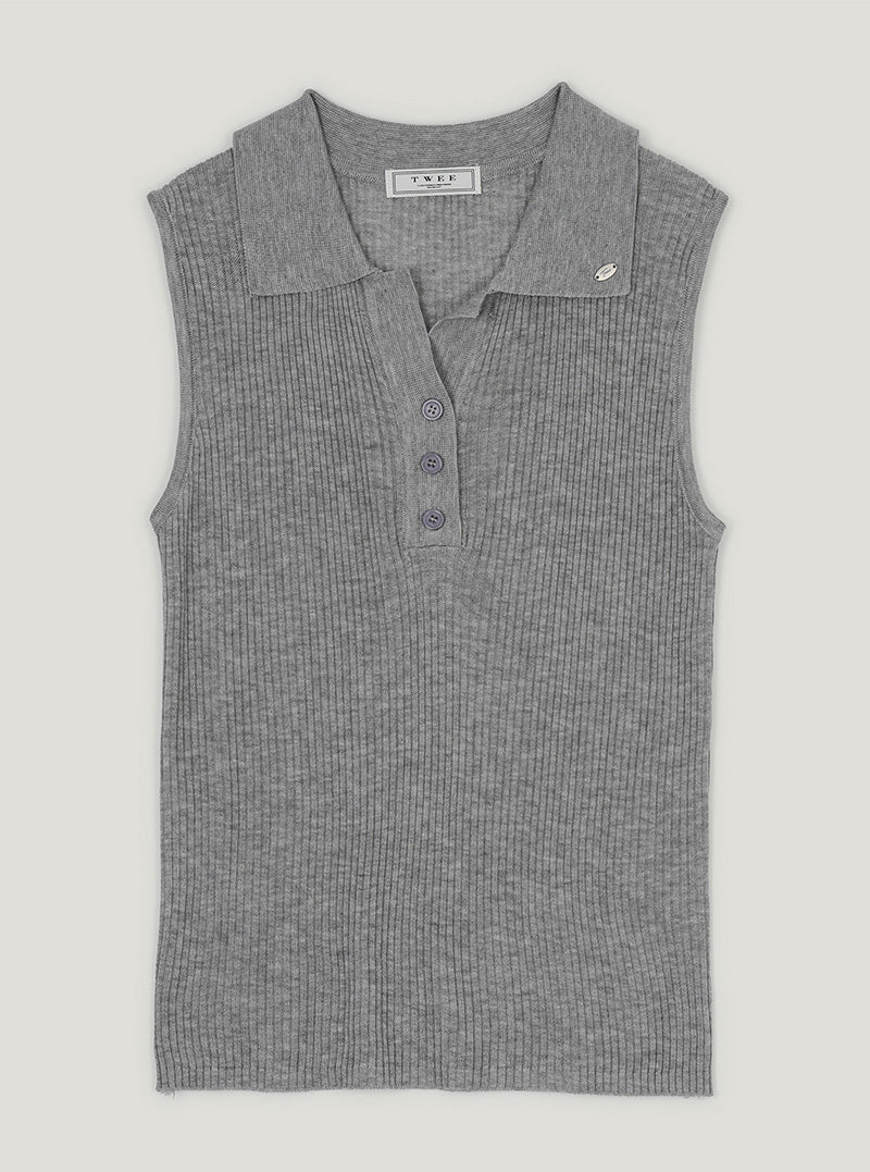 Richi collar button knit sleeveless