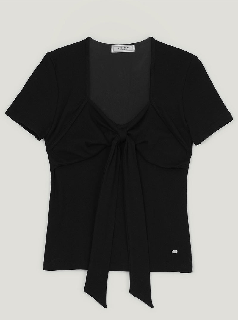 Conti ribbon ribbed short sleeve t-shirt
