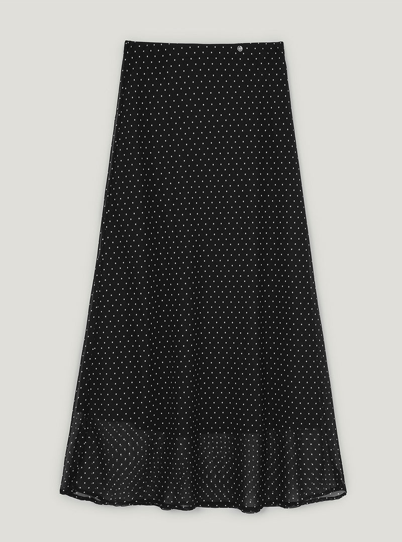 Melo dot banding maxi long skirt