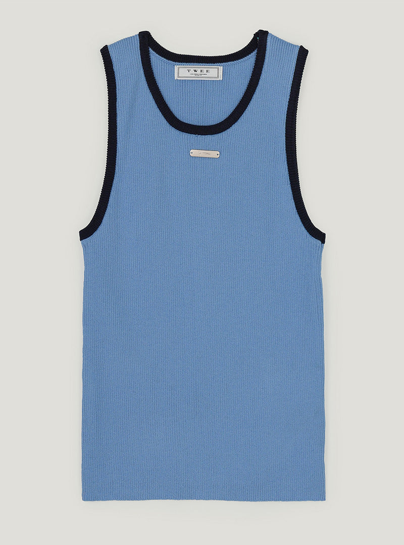 Smon contrast symbol knit sleeveless