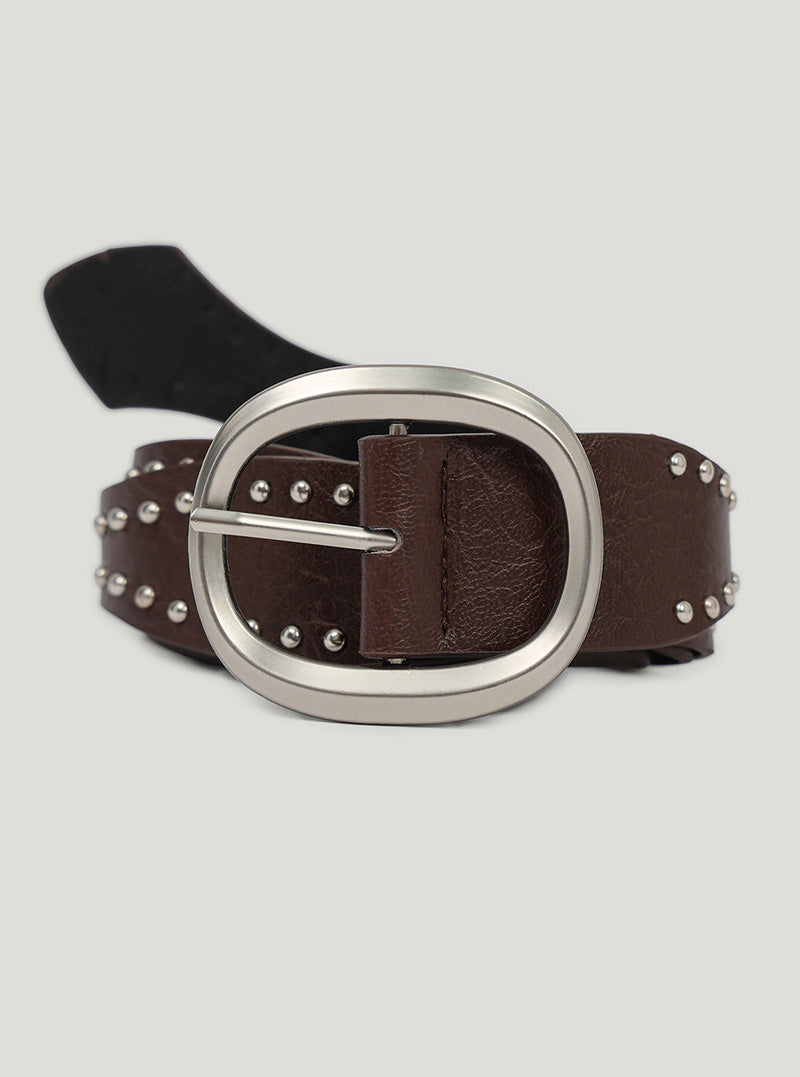 Noah stud wave leather belt