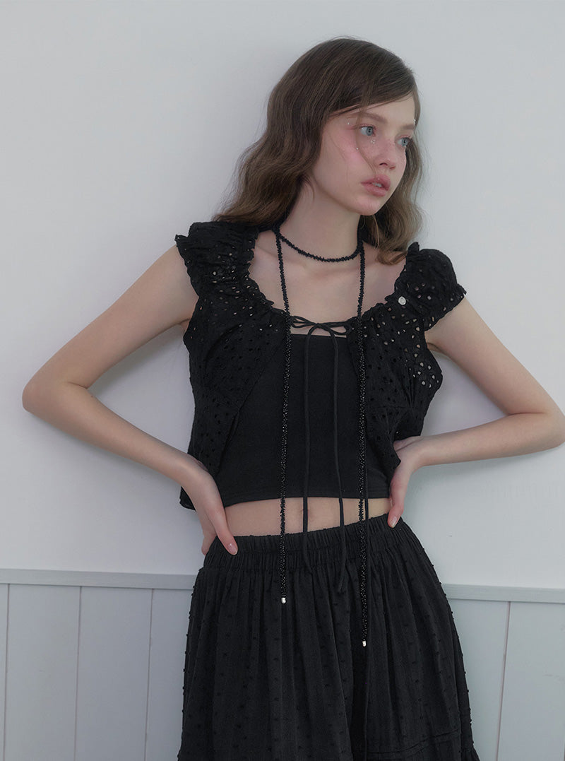 Riri punching strap sleeveless blouse
