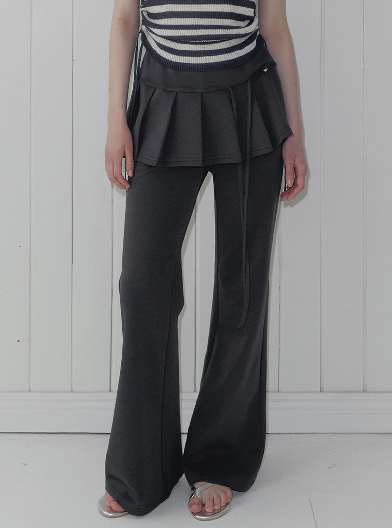 Renbe pleats layered banding long pants