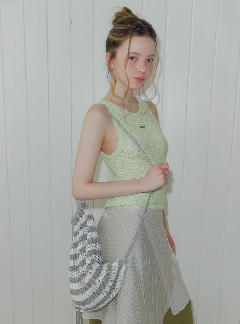 Lurkin stripe knit string backpack