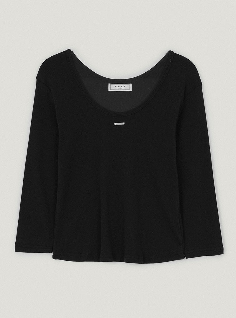 Herit basic U-neck three-quarter sleeve T-shirt