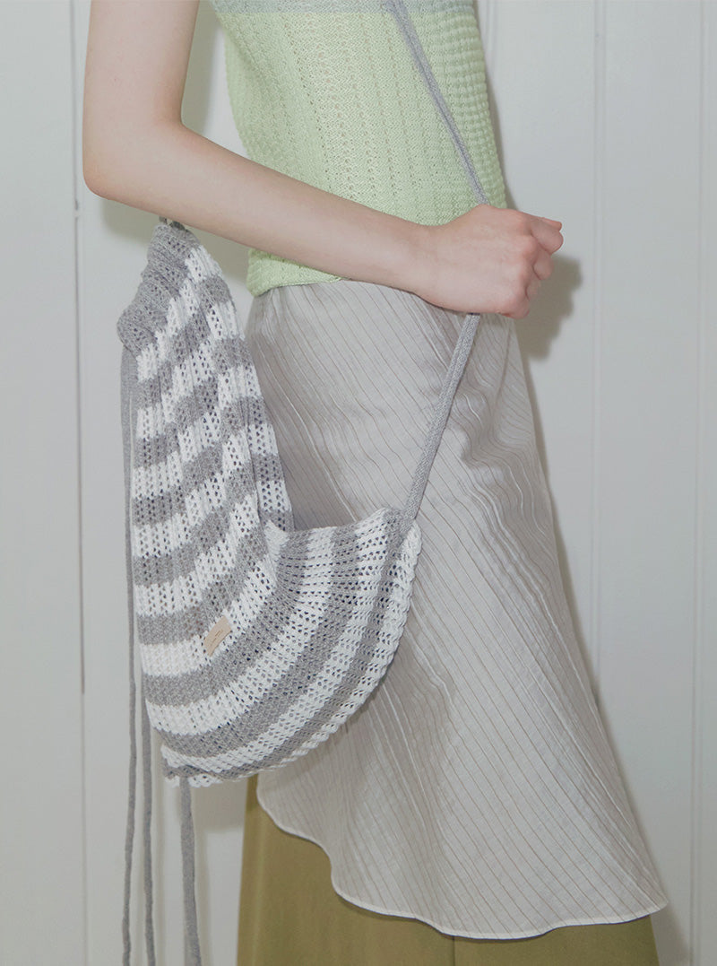 Lurkin stripe knit string backpack