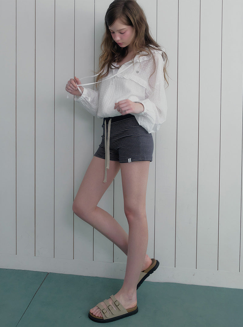 Sench stripe banding short pants
