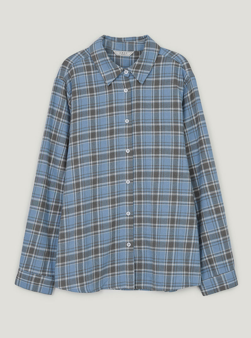 Real check oversized long sleeve shirt