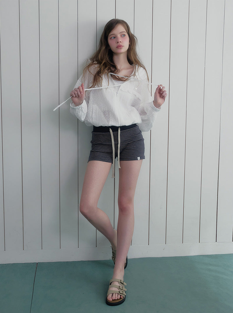 Sench stripe banding short pants