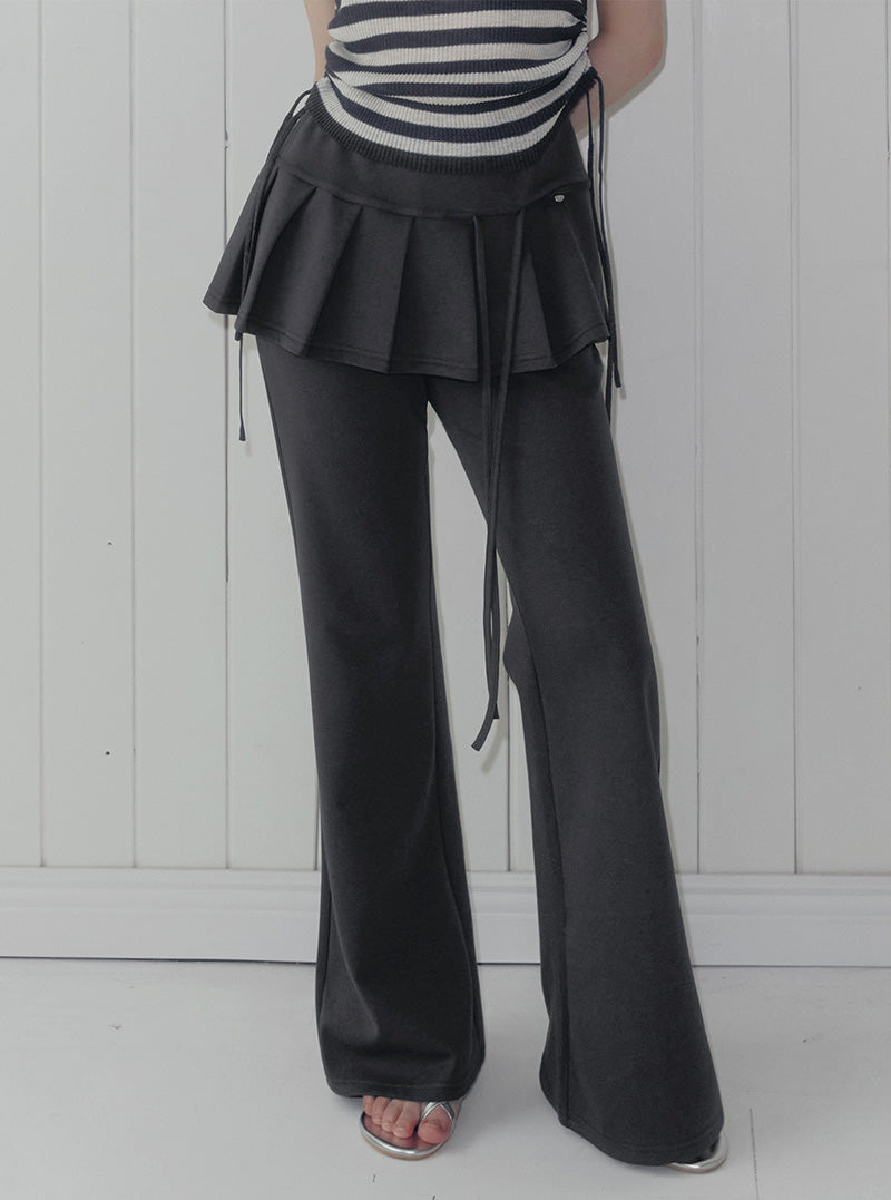 Renbe pleats layered banding long pants
