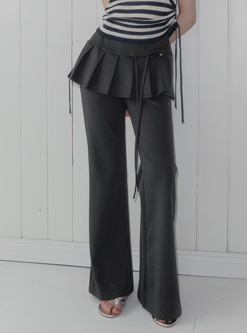 Renbe pleats layered banding long pants