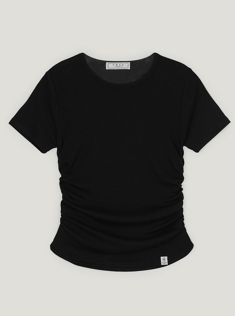 Gret slim shirring short sleeve t-shirt