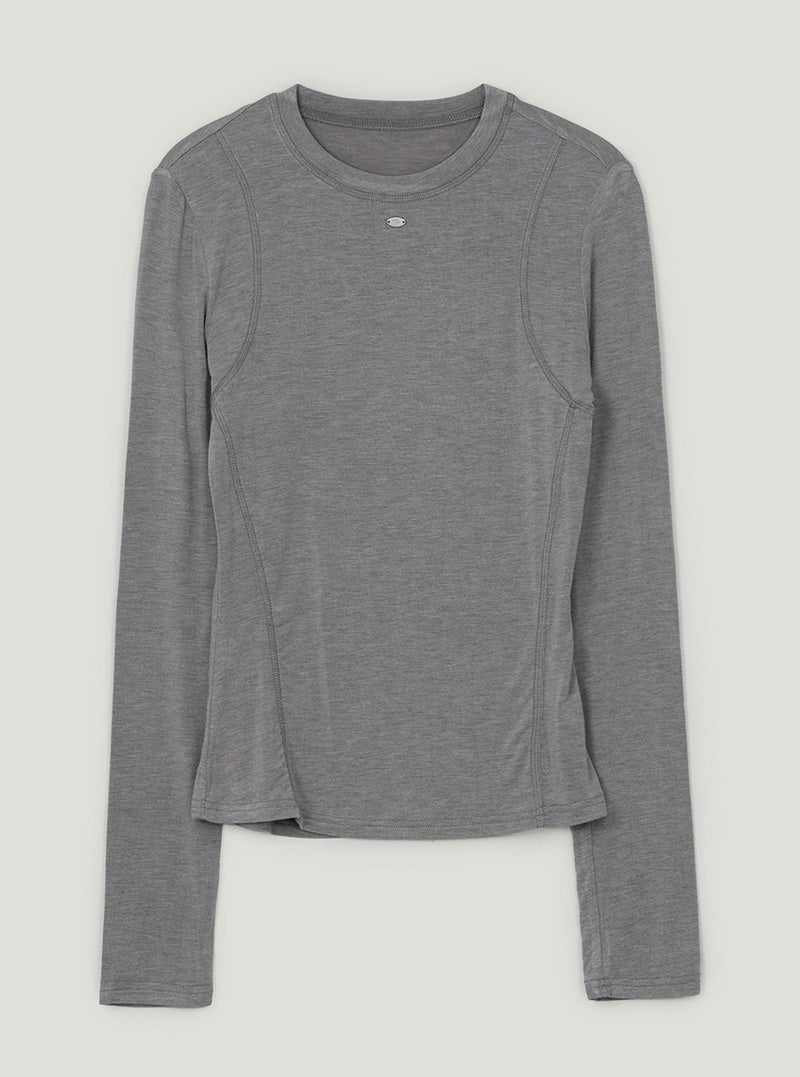 Gat panel round neck long sleeve T-shirt