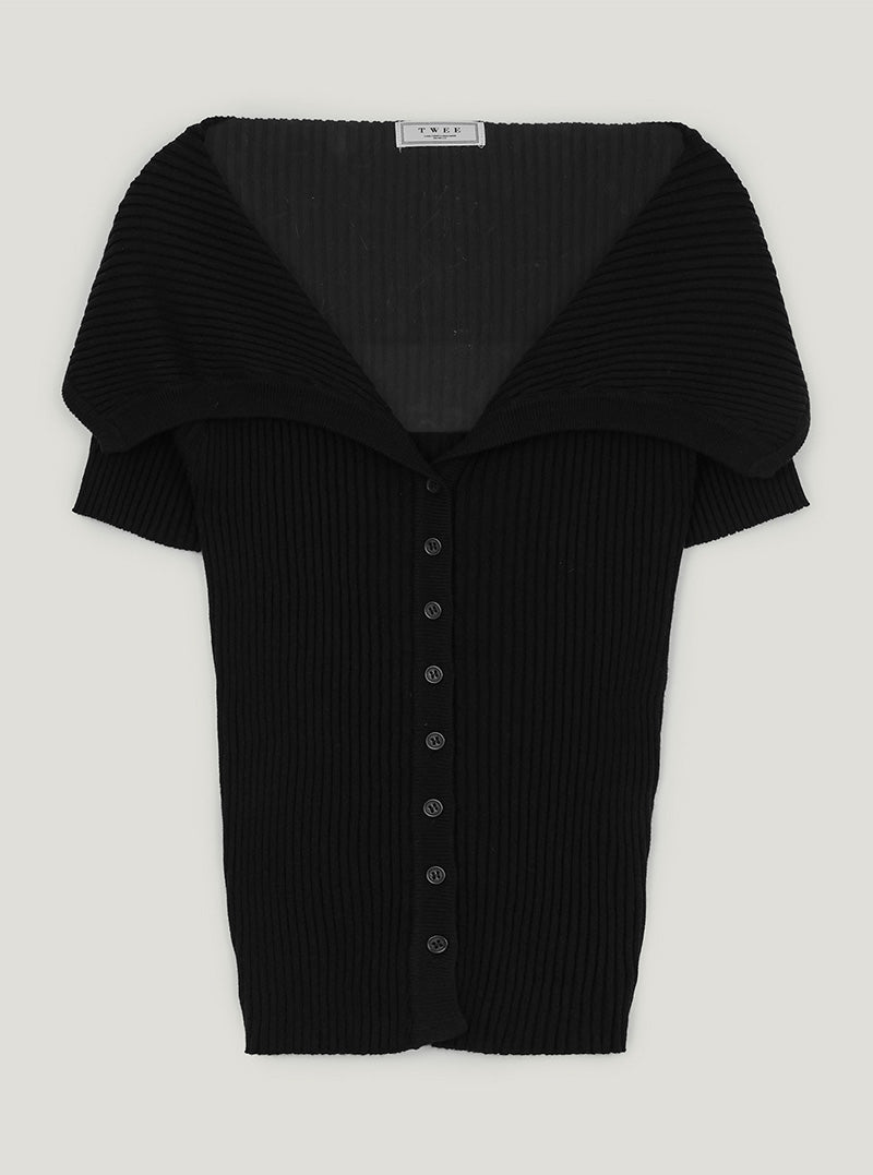 Neron off ribbed knit short sleeve cardigan