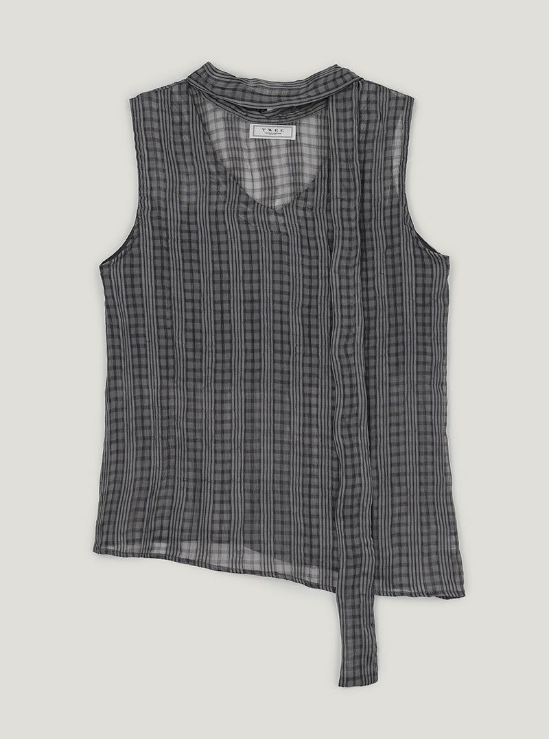 Peson check strap unbalanced blouse