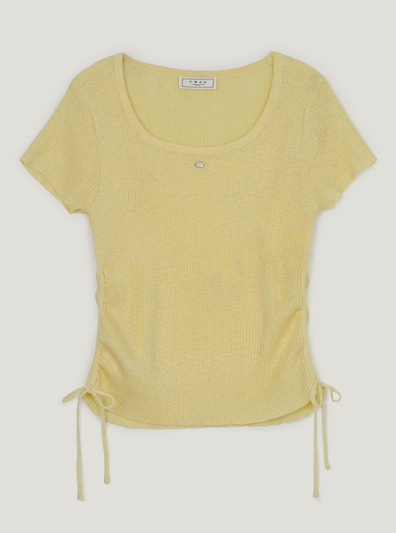 Lilpin shirring square short sleeve knit