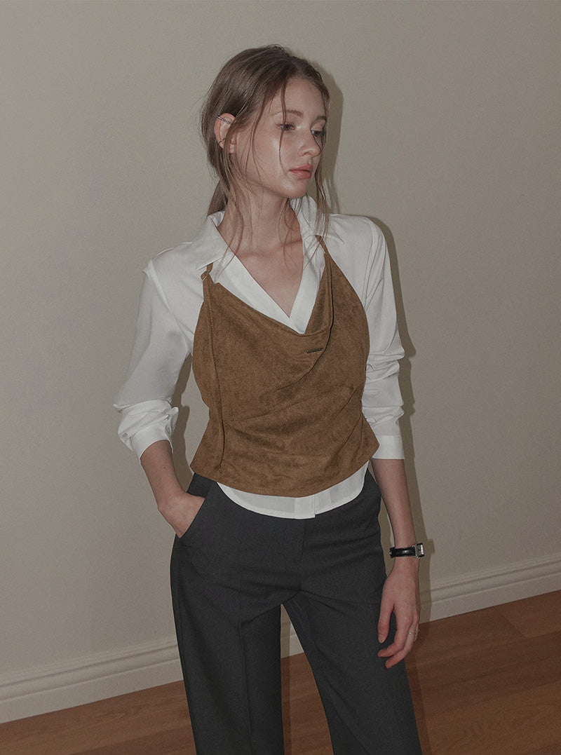 Ronz suede buckle bustier